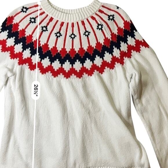 J CREW fair Isle White and Red Patterned Women's Sweater Size XL - Picture 7 of 8